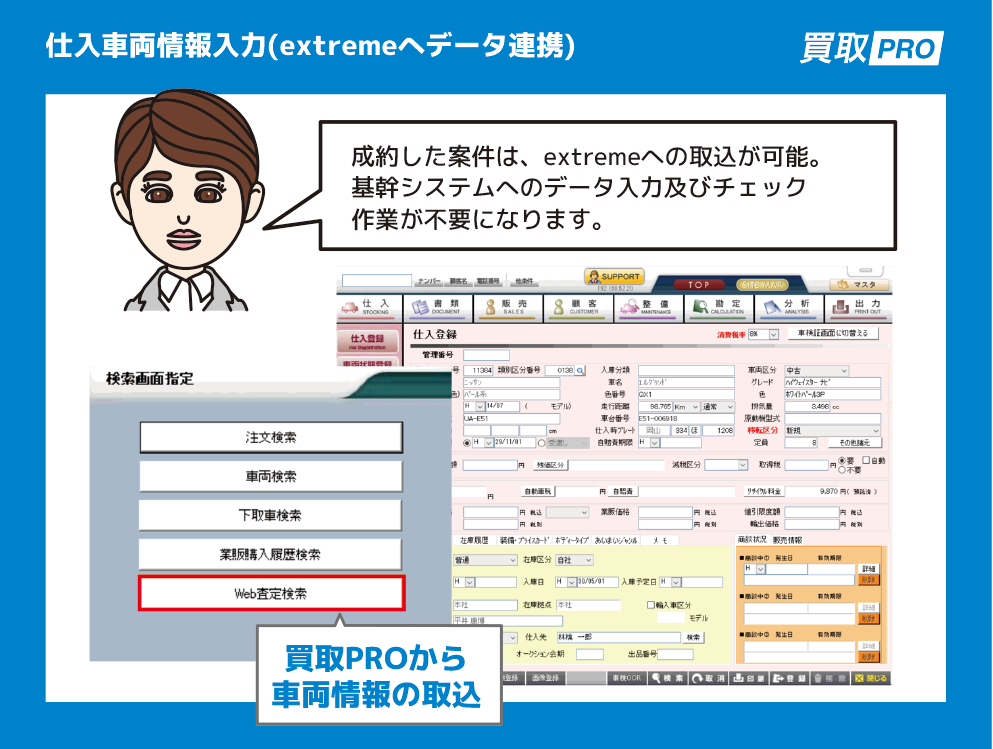 仕入車両情報入力(extreneへデータ連携)