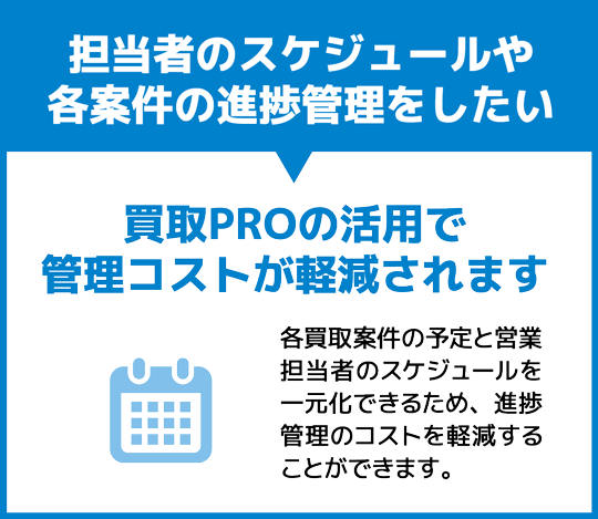 担当者のスケジュールや各案件の進捗管理をしたい